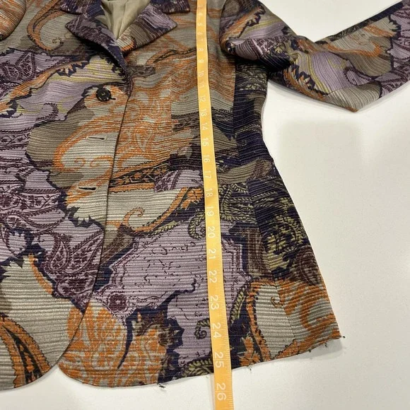 ETRO MILANO Purple Gray Orange Paisley Wool Silk Blend Blazer Jacket Sz 42 - Picture 6 of 13